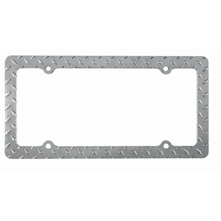 Chrome Diamond Plate License Plate Frame 