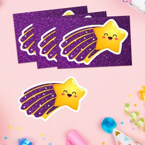 Holographic Glitter Star Stickers At A Party