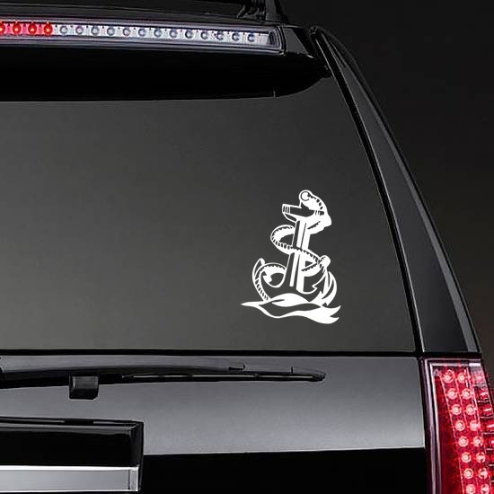 Navy Anchor Sticker on a Rear Car Window example