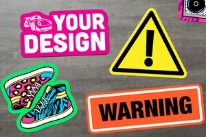 Custom neon sticker examples on cement