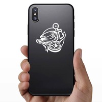 Sailor Hat, Anchor, & Compass Vinyl Sticker | Nautical Sticker on a Phone example