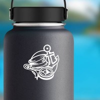 Sailor Hat, Anchor, & Compass Vinyl Sticker | Nautical Sticker on a Water Bottle example