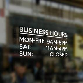 Vinyl Lettering Business Hours