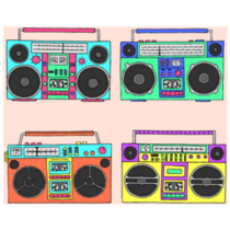 80s Boomboxes Illustration Sticker