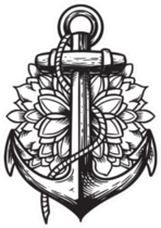 A Black And White Anchor Illustration Flower Sticker