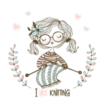 A Cute Girl Knits A Scarf On Her Knitting Needles Sticker