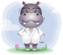 A Cute Little Doctor Hippo Sticker