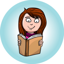 A Girl Reading A Book Cartoon Sticker