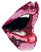 Abstract Glossy Pink And Red Lips Sticker