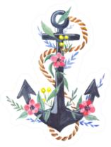 Anchor With Flowers Sticker