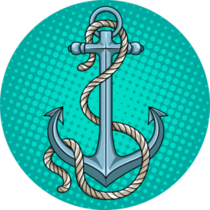 Anchor With Rope Pop Art Style Sticker