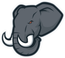 Angry Elephant Head Mascot Sticker