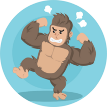 Angry Gorilla Illustration On Blue Sticker