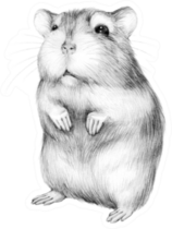 Animal Sketch Cute Little Hamster Standing Sticker