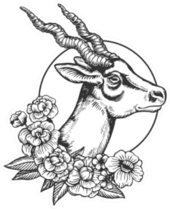 Antelope Head Animal Floral Illustration Sticker