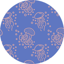 Aquarium Jellyfish Icons Pattern Sticker