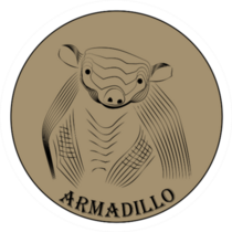 armadillo Logo On Brown Sticker