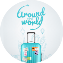 Around The World Suitcase Travel Sticker