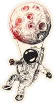 Astronaut Moon Balloon Sticker