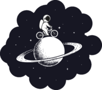 Astronaut Rides On Bicycle Sticker