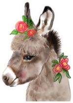 Baby Donkey Watercolor In Flowers Sticker