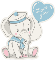 Baby Elephant In A Sailor Costume Sticker