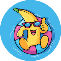 Banana Floating With Thumb Up Sticker