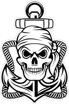 Bandana Skull Pirate on Anchor Sticker