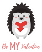 Be My Valentine Cute Hedgehog Holding Heart Sticker