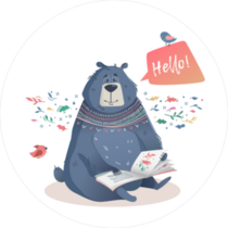 Bear With A Book Of Fairy Tales Sticker