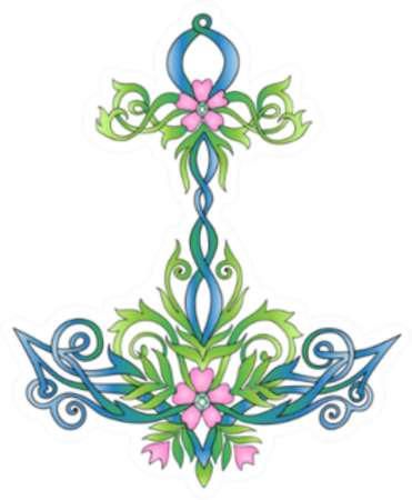 Beautiful Ornate Anchor Wreathed With Flowers Sticker