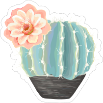 Beautiful Painted Blue Cactus with Flower Sticker