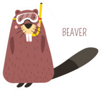 Beaver In Diving Mask Cartoon Sticker