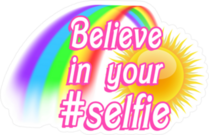 Believe In Your Selfie Rainbow Meme Sticker