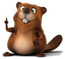 Big Beaver Cartoon Holding Up A Finger Sticker