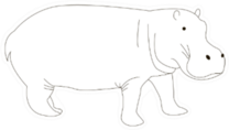 Black And White Cute Outline Hippo Sticker