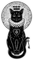 Black Cat Portrait With Key Sticker