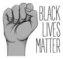 Black Lives Matter. Human Hand. Fist Raised Up Drawing Sticker