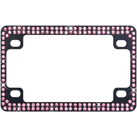 Black Metal Motorcycle Frame with Double Row Pink Crystals