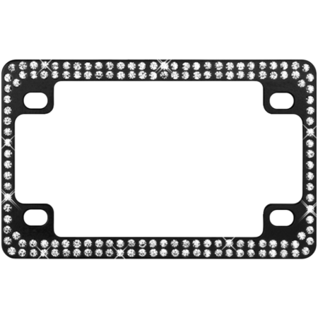 Black Metal Motorcycle Frame with Double Row White Crystals