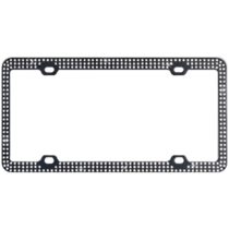 Black Metal With Triple Row White Diamonds Bling License Plate Frame