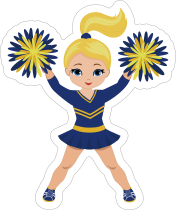 Blonde Blue and Yellow Cheerleading Sticker