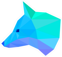 Blue Geometric Fox Head Sticker