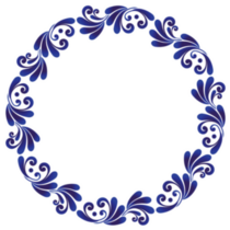 Blue Ornamental Round Decorative Shape Sticker 