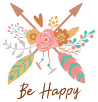 Boho Chic Arrows "Be Happy" Sticker