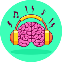 Brain Wearing Headphones Colorful Illustration Sticker