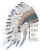 Brave Heart Free Spirit Native American Headdress Sticker