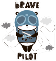 Brave Pilot Baby Panda Sticker