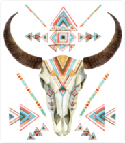 Buffalo Cow Skull In Tribal Style Sticker