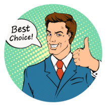 Businessman Gives Thumb Up "Best Choice" Sticker